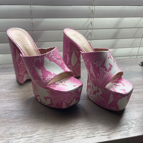 SCHUTZ Pink and White Platform Heels - Picture 3 of 6